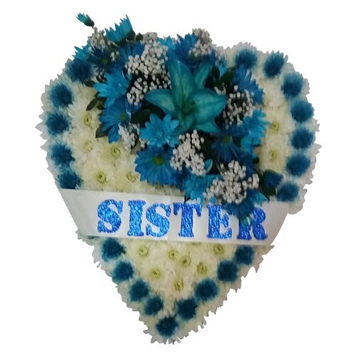 Wreath - Closed heart with Sister sash - 18