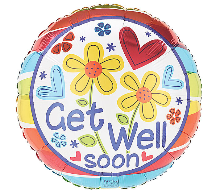 Get Well Soon 9" Foil Balloon on a stick