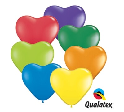 Small 6" Heart Shaped Latex Balloons On A Stick (each)