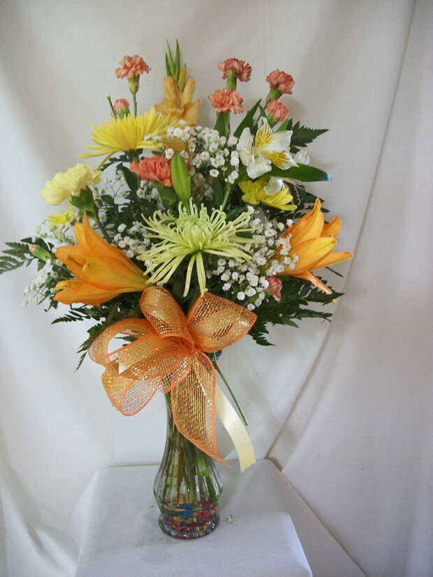Mixed Cut Flowers in a Vase
