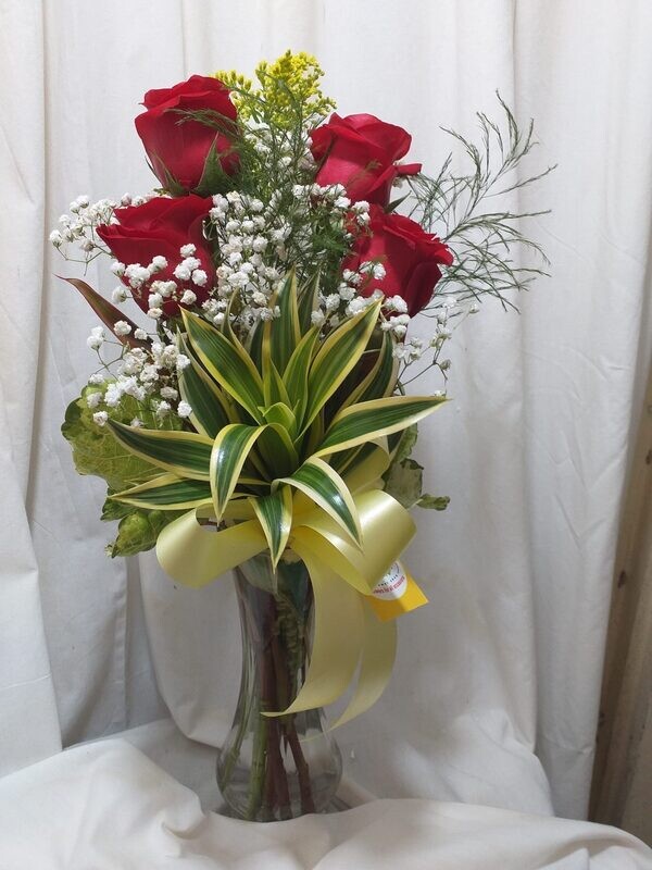 Roses - 4 in a vase