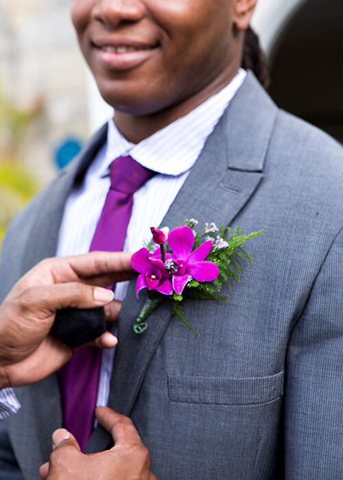 Orchid Button Hole for Groom