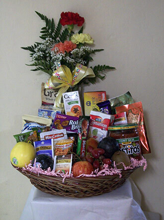 Fruit, Snacks with 3 Carnations in a vase