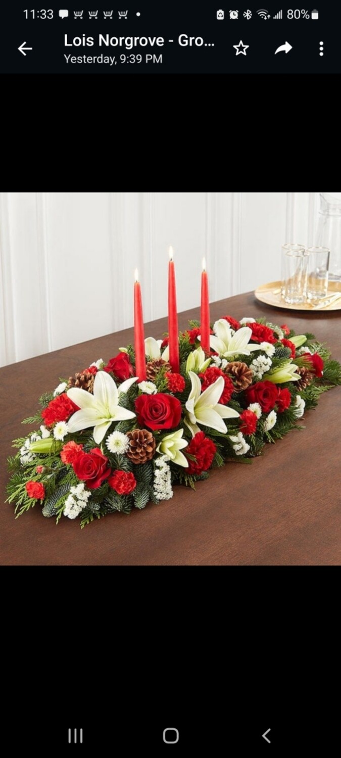 Christmas table arrangement with candles