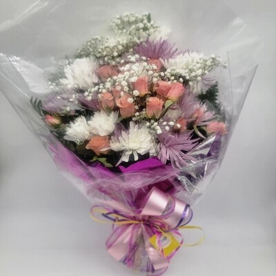 Cut flowers in a sleeve