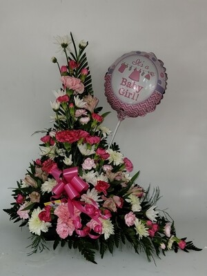 It's a Girl arrangement with a balloon