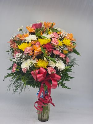 Mixed Cut Flowers in a Vase