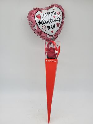 1 rose in a red box/balloon