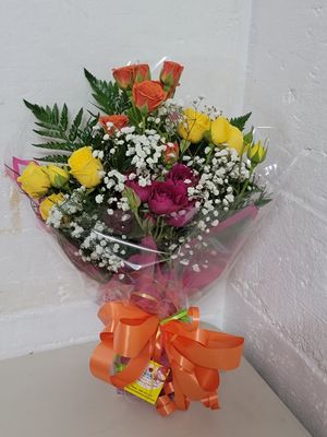 Mix Colour Mini Roses in a sleeve