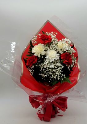 Carnations - 6 mix colour in a wrap