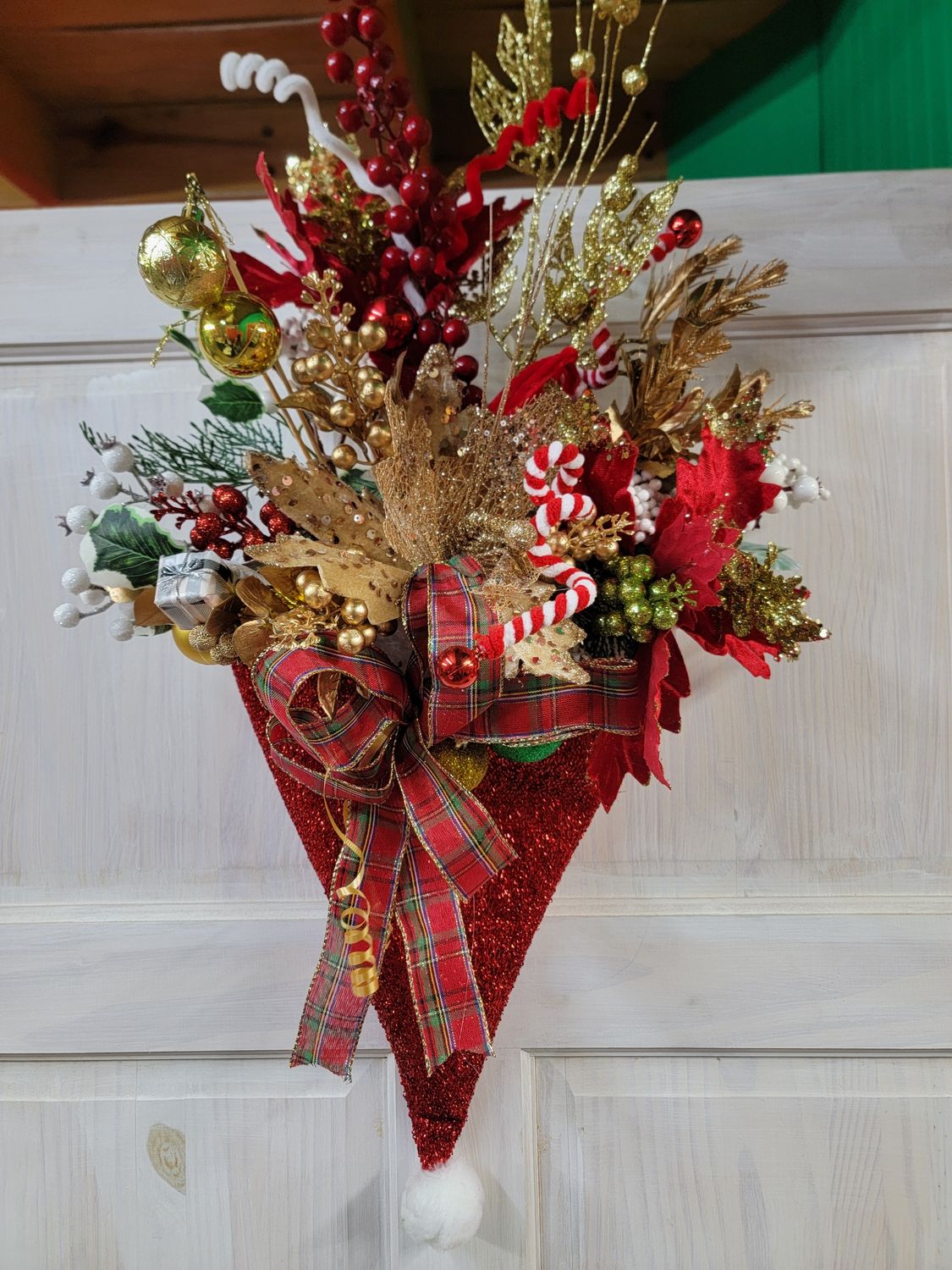 Christmas Door Hanger - Red Santa Hat