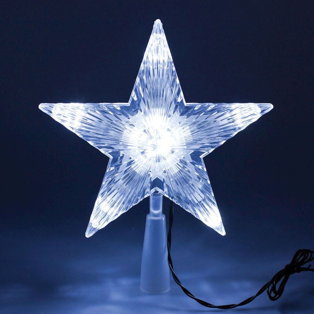 LOTTI - PUNTALE LED A STELLA CON EFFETTO VISUAL 10 LED ON/OFF BIANCO FREDDO A BATTERIA 30664