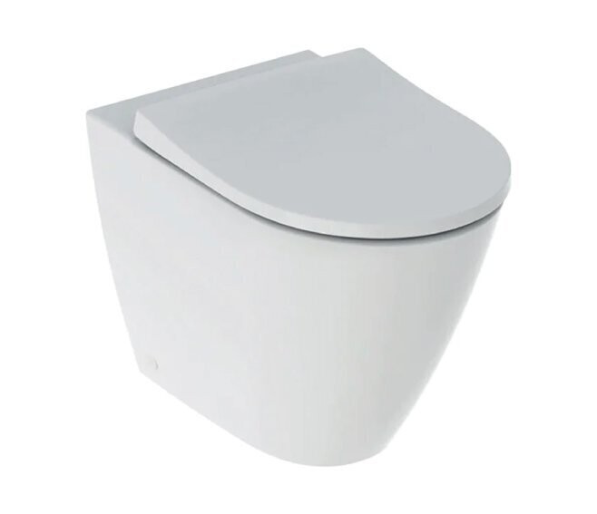 GEBERIT - ICON VASO A PAVIMENTO RIMFREE BTW FILO PARETE A CACCIATA CON FISSAGGIO NASCOSTO E SEDILE WC SLIM SOFT-CLOSE BIANCO 500.827.00.1