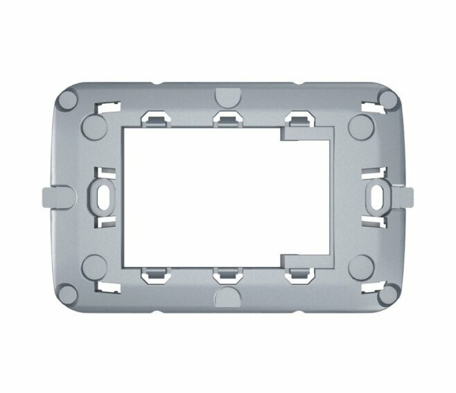 AERTECNICA - SUPPORTO ADATTATORE PER PLACCA VIMAR PLANA SILVER GRIGIO METAL CHIARO LUCIDO NA696