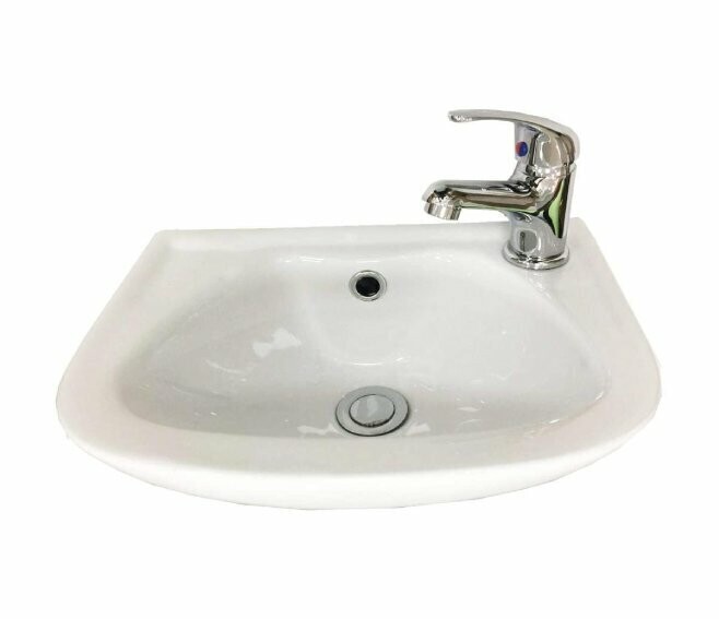 LIGHT - LAVAMANI A PARETE IN CERAMICA CON FORO LATERALE 36X32 CM. SENZA MISCELATORE 444