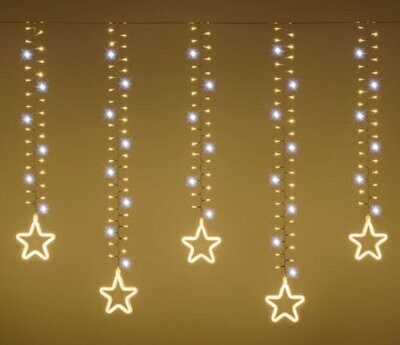 LOTTI - TENDA CON 10 STELLE SMD NEON E 930 MICROLED 3 x 0,95 M BIANCO CALDO E GHIACCIO EFFETTO FLASHING 68780 LOTTI - TENDA CON 10 STELLE SMD NEON E 930 MICROLED 3 x 0,95 M BIANCO CALDO E GHIACCIO EFFETTO FLASHING 68780