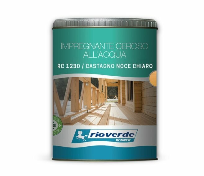 RIO VERDE - IMPREGNANTE CEROSO ALL'ACQUA COLORE CASTAGNO NOCE CHIARO 0,75 LT. RC1230