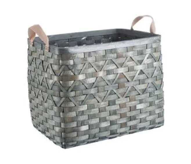BIZZOTTO - CESTA DECORATIVA 2 MANICI LISETTE RETTANGOLARE VERDE TAGLIA MEDIUM 48X34XH.39 CM. 41127102