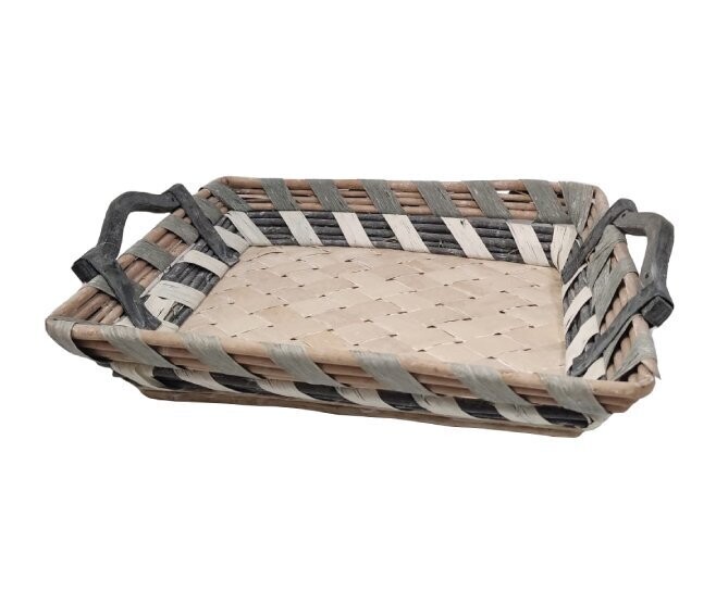 BIZZOTTO - CESTA GENZANA RETTANGOLARE IN VIMINI VERDE CON FASCIA 46X36X CM. 2 MANICI 935018