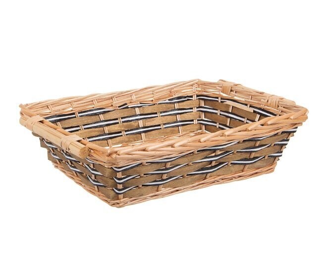 BIZZOTTO - CESTA ORTIGARA RETTANGOLARE IN VIMINI ORO CON FASCIA 45X34XH.12 CM. 2 MANICI 934707