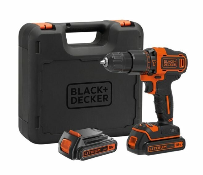 BLACK + DECKER - TRAPANO AVVITATORE 18 V LITIO DOPPIA BATTERIA E VALIGETTA