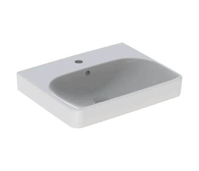 GEBERIT - SMYLE SQUARE LAVABO 55 CM. MONOFORO IN VETROCHINA BIANCO 500.259.01.1
