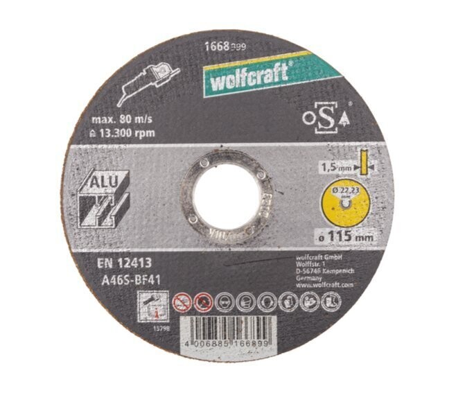 WOLFCRAFT - DISCO DA TAGLIO PER ALLUMINIO EXTRA SOTTILE DN. 115 MM. 1668999