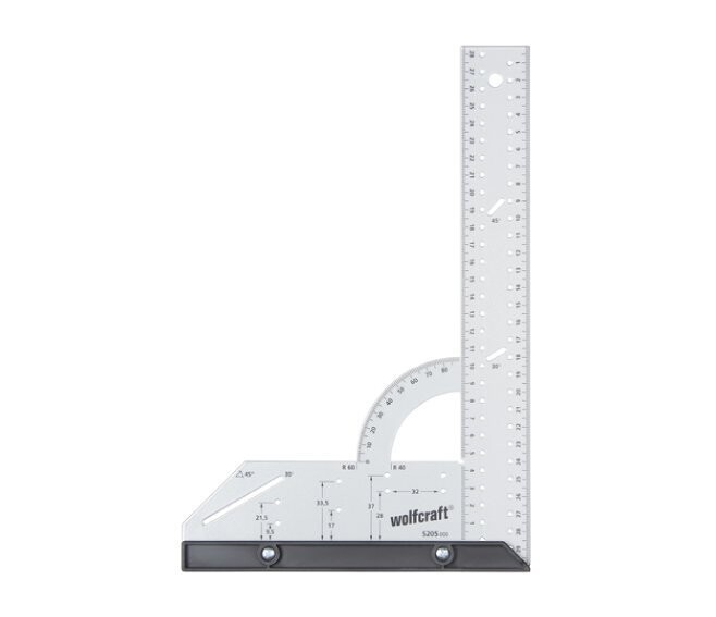 WOLFCRAFT - SQUADRA MULTIUSO PER MISURARE TRACCIARE E TAGLIARE IN MODO GUIDATO 200 X 300 MM. 5205000