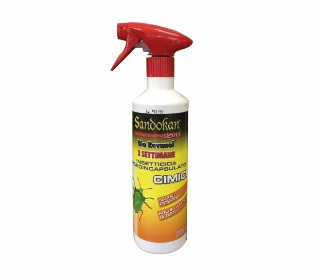 SANDOKAN - BIO REVANOL 3 SETTIMANE INSETTICIDA ANTI CIMICI, RAGNI E ZECCHE MICROINCAPSULATO 500 ML.
