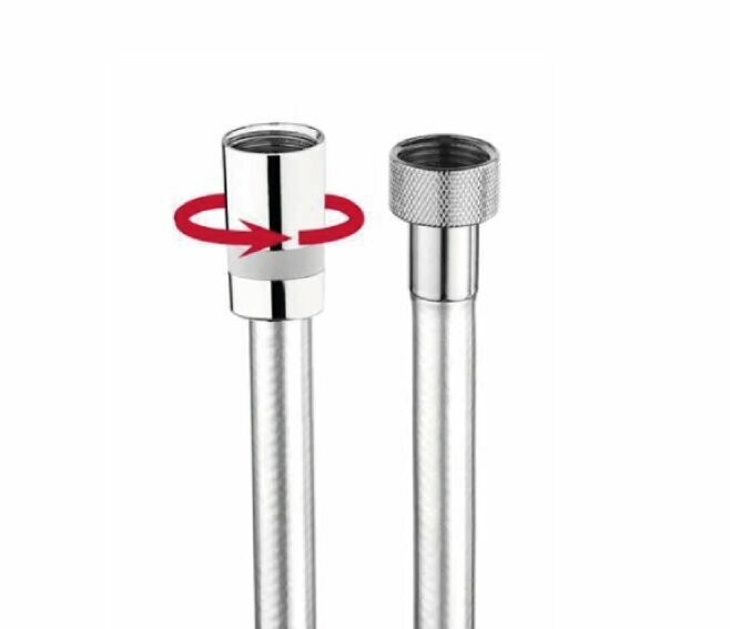 BOSSINI - FLESSIBILE CROMOLUX RETINATO NYLON 1/2" X 1/2" FF CONO GIREVOLE INCORPORATO