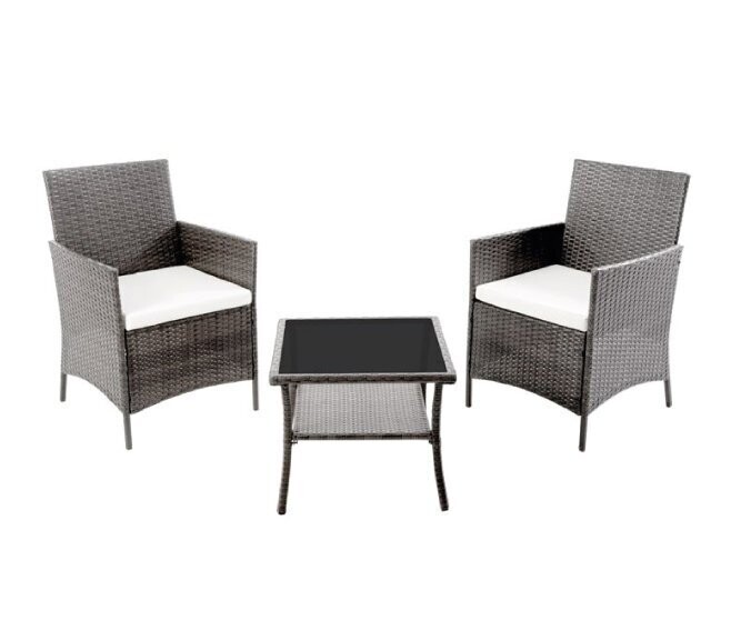 VERDELOOK - SET RITA DA 2 POLTRONE E 1 TAVOLINO EFFETTO RATTAN GRIGIO 760/16