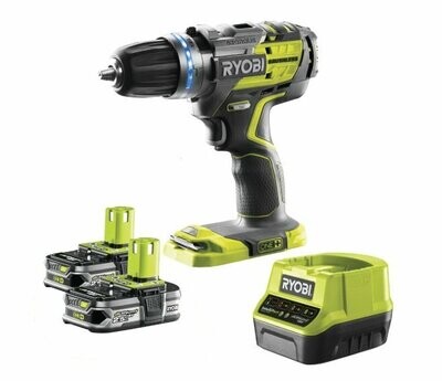 RYOBI - TRAPANO/AVVITATORE BRUCHLESS A PERCUSSIONE 2 BATTERIE 2,5 Ah R18PDBL-LL25S