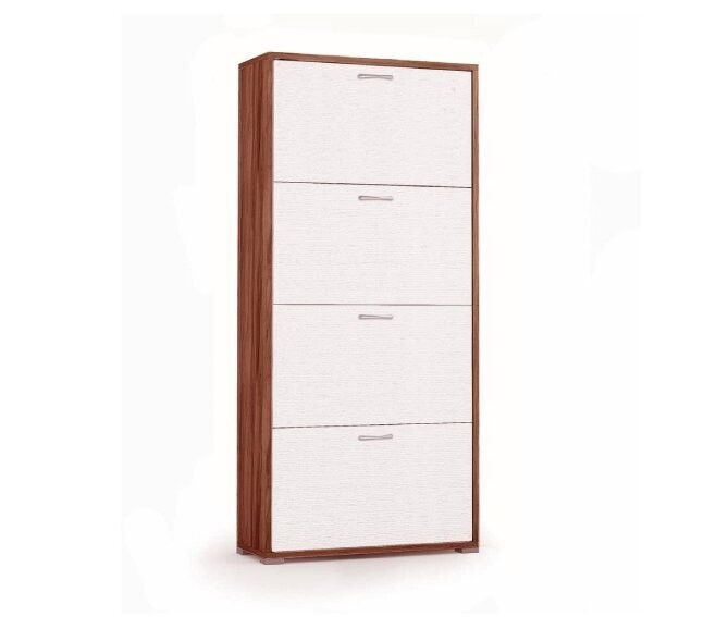 TERRANEO - SCARPIERA SALVASPAZIO 4 ANTE 24 PAIA L67 P28 H147 CM. ROVERE SCURO ANTE BIANCO CANYON