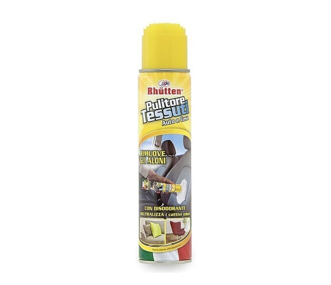 RHUTTEN - PULITORE TESSUTI CON SPAZZOLA SPRAY DETERGENTE SCHIUMOGENO DISODORANTE PER INTERNI AUTO 400 ML 180716