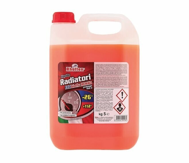 RHUTTEN - LIQUIDO RADIATORI ECOBIOFLU ROSSO ANTIGELO - 26°C KG. 5