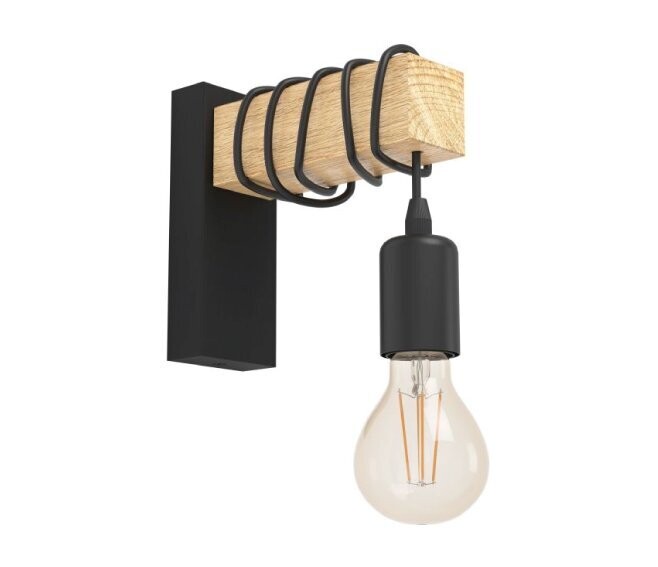 EGLO - TOWNSHEND APPLIQUE INDUSTRIAL BRACCIO IN LEGNO CON 1 LUCE LED 10W E27 32917