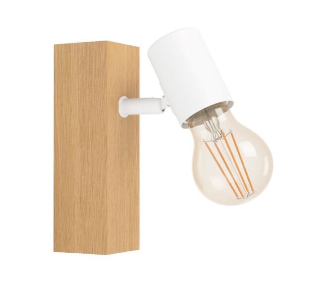 EGLO - TOWNSHEND 3 APPLIQUE CORPO IN LEGNO E FARETTO LED MOBILE IN METALLO BIANCO 10W 33168