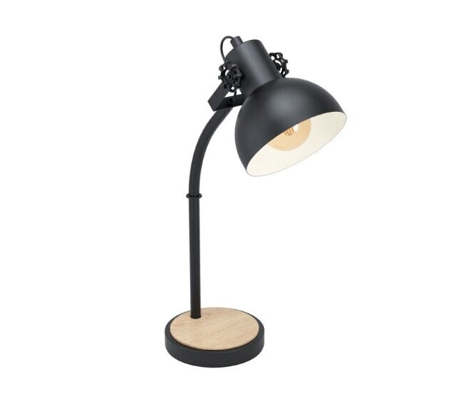 EGLO - LUBENHAM LAMPADA DA TAVOLO CON BASE IN LEGNO E 1 PARALUME NERO ORIENTABILE E27 1X28W 43165