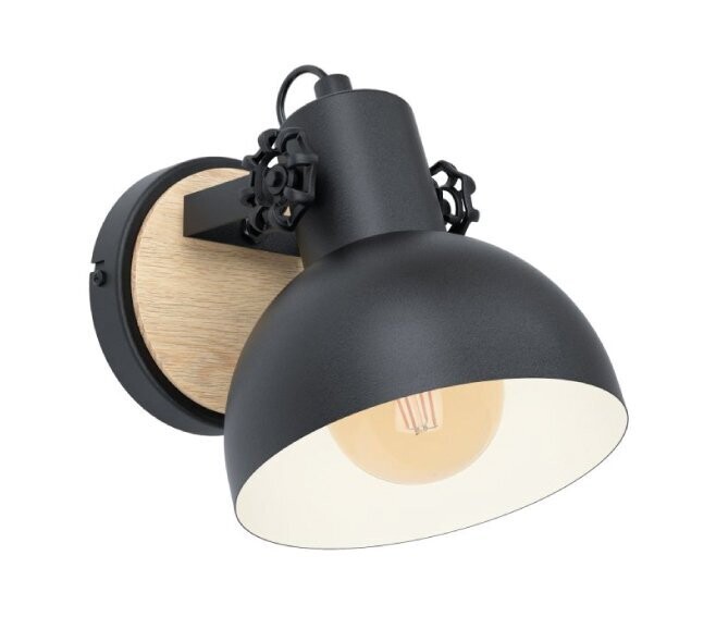 EGLO - LUBENHAM APPLIQUE CON BASE IN LEGNO E 1 PARALUME NERO IN METALLO E27 1X28W 43164