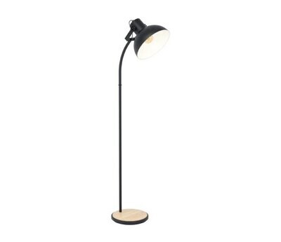 EGLO - LUBENHAM LAMPADA DA TERRA CON BASE IN LEGNO CON PARALUME REGOLABILE NERO E27 1X28W 43166
