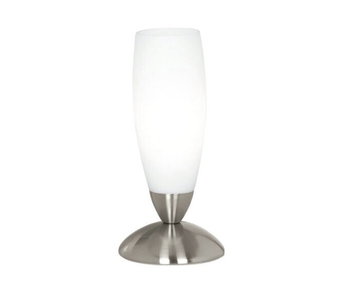 EGLO - SLIM LAMPADA DA TAVOLO IN VETRO BIANCO CON BASE ROTONDA NICHEL E14 1X40W 82305