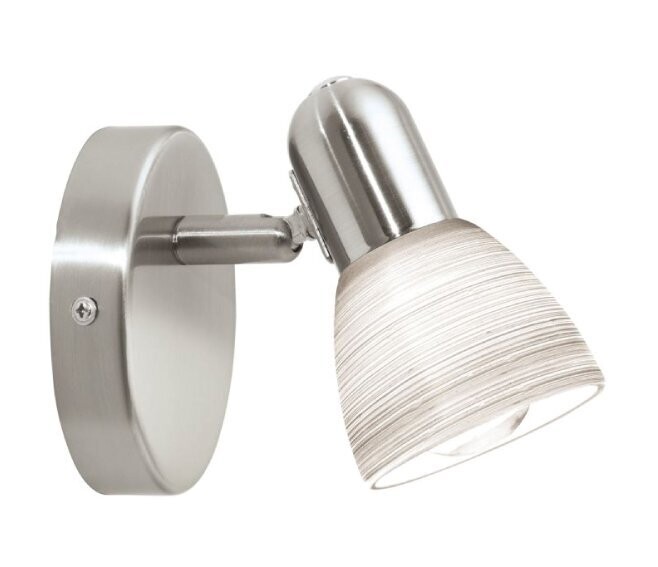 EGLO - DAKAR 1 APPLIQUE NICKEL OPACO CON PARALUME MOBILE IN VETRO BIANCO E14 1X25W 88472