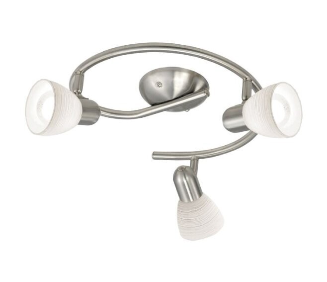 EGLO - DAKAR 1 PLAFONIERA ROTONDA A "G" NICKEL OPACO CON 3 FARETTI MOBILI CON PARALUMI IN VETRO BIANCO E14 3X40W 88475