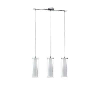 EGLO - PINTO LAMPADA A SOSPENSIONE IN METALLO CROMATO 3 LUCI CON DIFFUSORI IN VETRO BIANCO E27 3X40W 89833