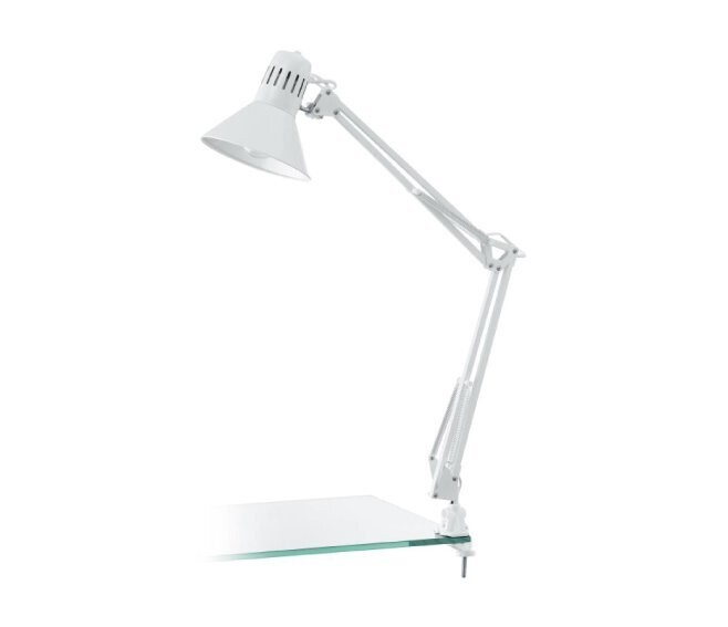 EGLO - FIRMO LAMPADA DA TAVOLO CON MORSETTO IN METALLO BIANCO REGOLABILE E27 1X40W 90872