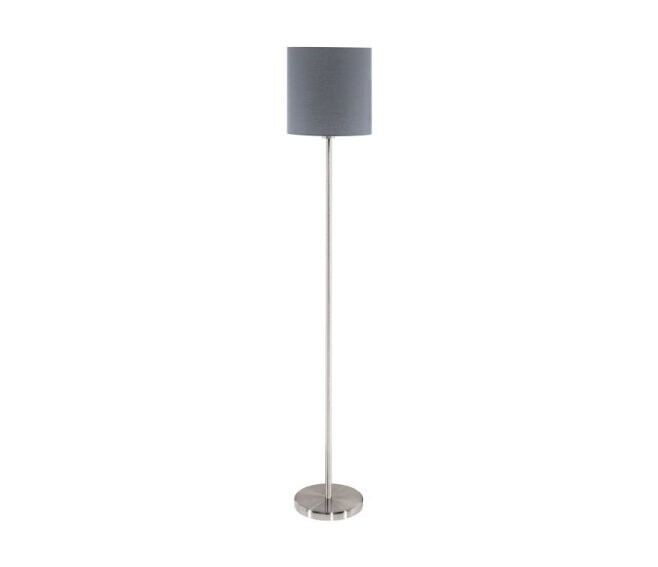 EGLO - PASTERI LAMPADA DA TERRA IN METALLO NICKEL OPACO CON PARALUME IN STOFFA GRIGIA E27 1X60W 95166