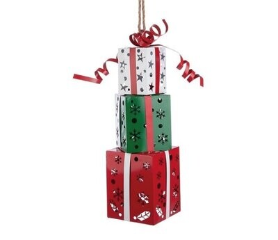 BIZZOTTO - DECORAZIONE PACCO REGALO DI NATALE ROSSO BIANCO VERDE 0933723