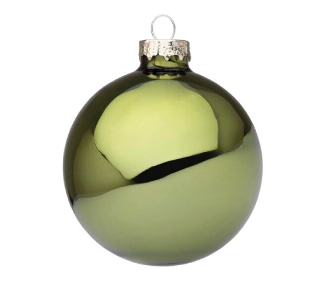 BIZZOTTO - SFERA DI NATALE IN VETRO COLORE VERDE MIRTO LUCIDO D80 0937022