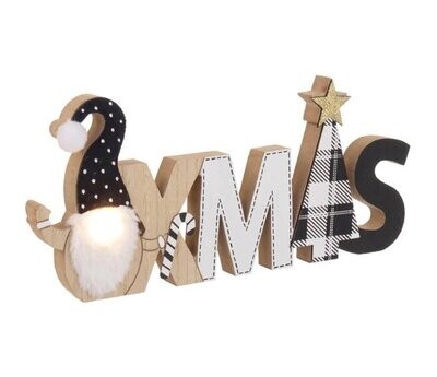 BIZZOTTO - SCRITTA DECORATIVA "XMAS" IN LEGNO CON LED 35 CM. 0938351