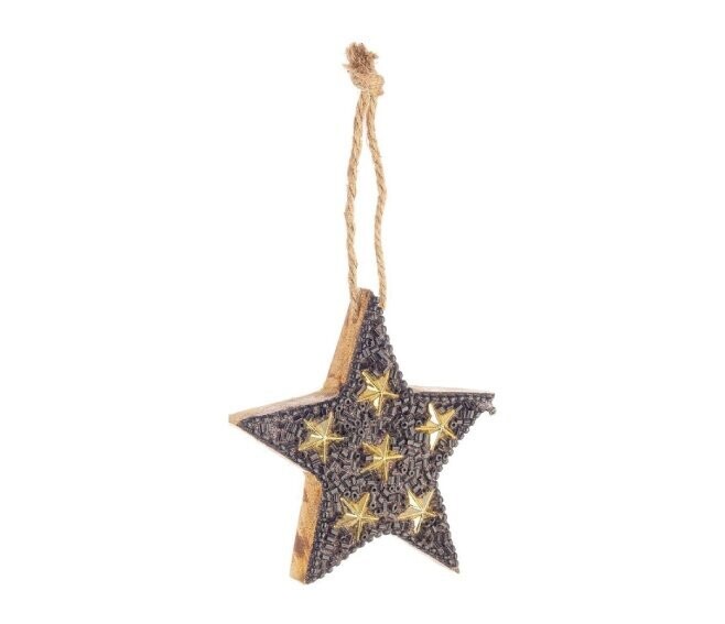 BIZZOTTO - PENDAGLIO BERNARLD STELLA LEGNO NATURALE/NERO 8 CM. 0939475